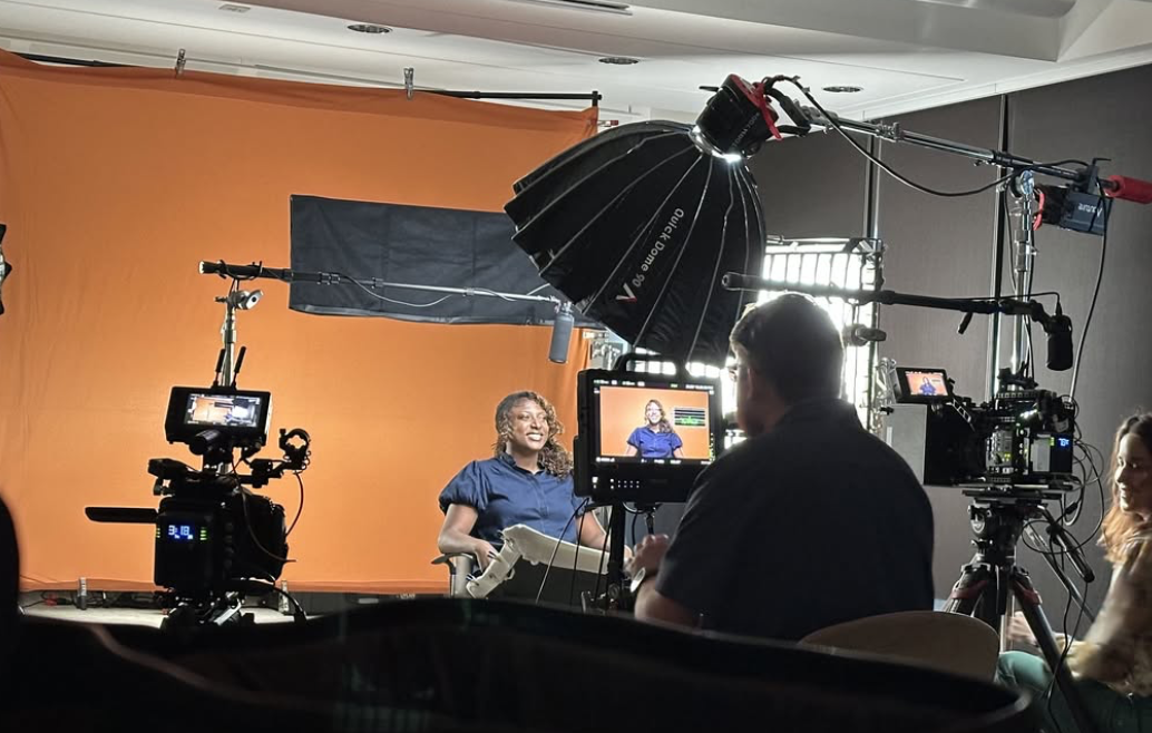 alumni being interviewd for trailblazers podcast